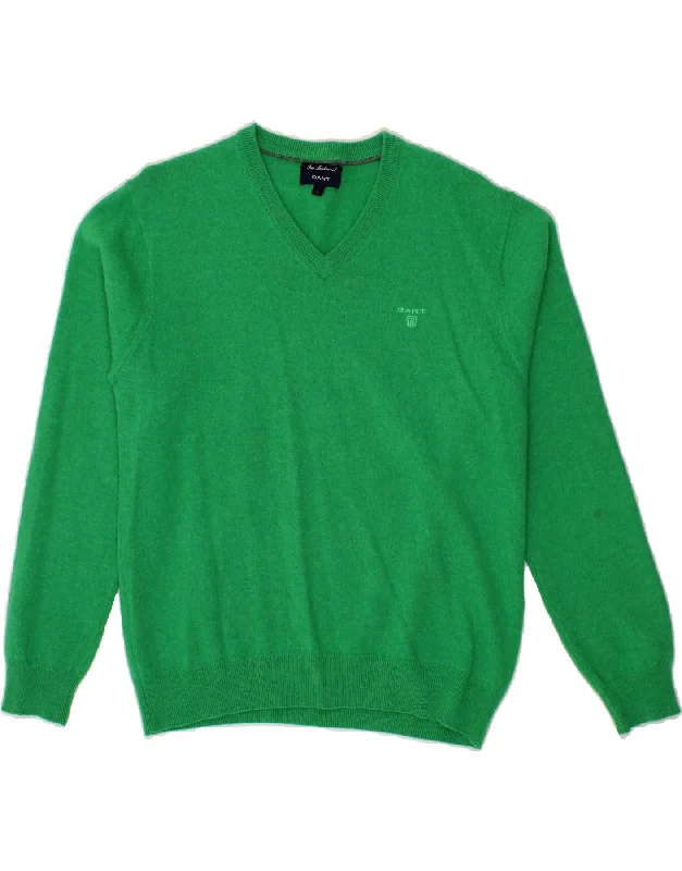 GANT Womens V-Neck Jumper Sweater UK 16 Large Green Lambswool Seamless Knitted Crochet GANT Womens V-Neck Jumper Sweater UK 16 Large Green Lambswool Seamless Knitted Crochet