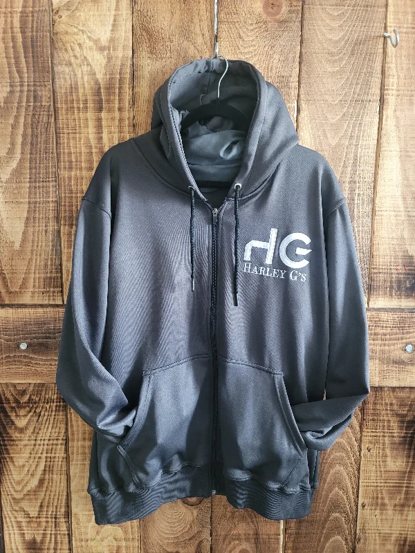GREY ZIP UP HOODIE ONLY Hoodie with Hem Frayed Vintage Worn