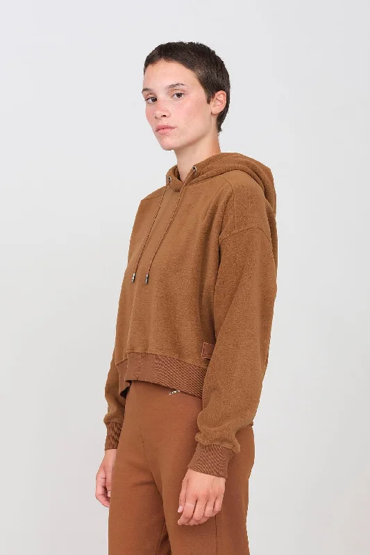 Women's Hooded Fleece Peanut Hoodie with Hem Patch Decorative Personalized