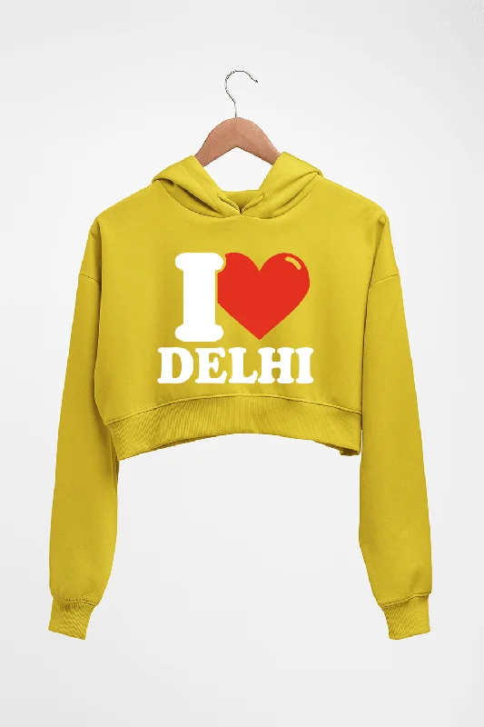 I Love Delhi Crop HOODIE FOR WOMEN Hoodie with Relaxed Fit Easy Casual
