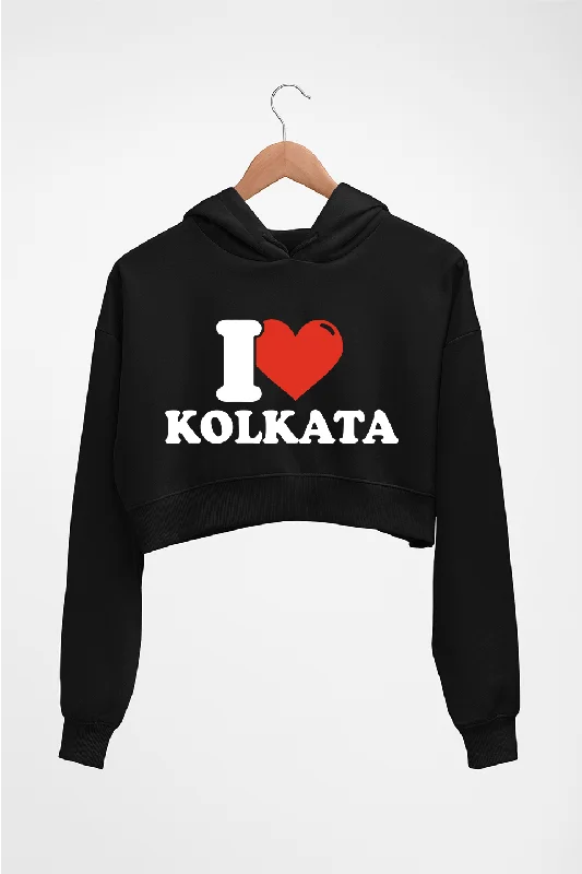 I Love Kolkata Crop HOODIE FOR WOMEN Hoodie with Gradient Ombre Colorful