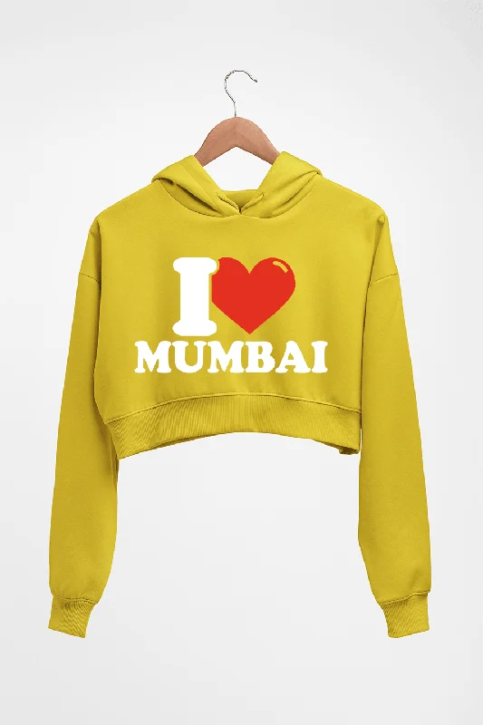 I Love Mumbai Crop HOODIE FOR WOMEN Hoodie with Sequins Glamorous Eye-catching