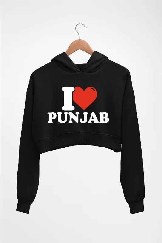 I Love Punjab Crop HOODIE FOR WOMEN Hoodie with Fur Luxurious Winter