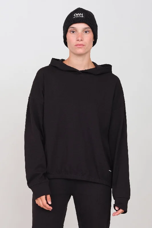 Interlock Short Hoodie Black Hoodie with Pocket Utility Practical