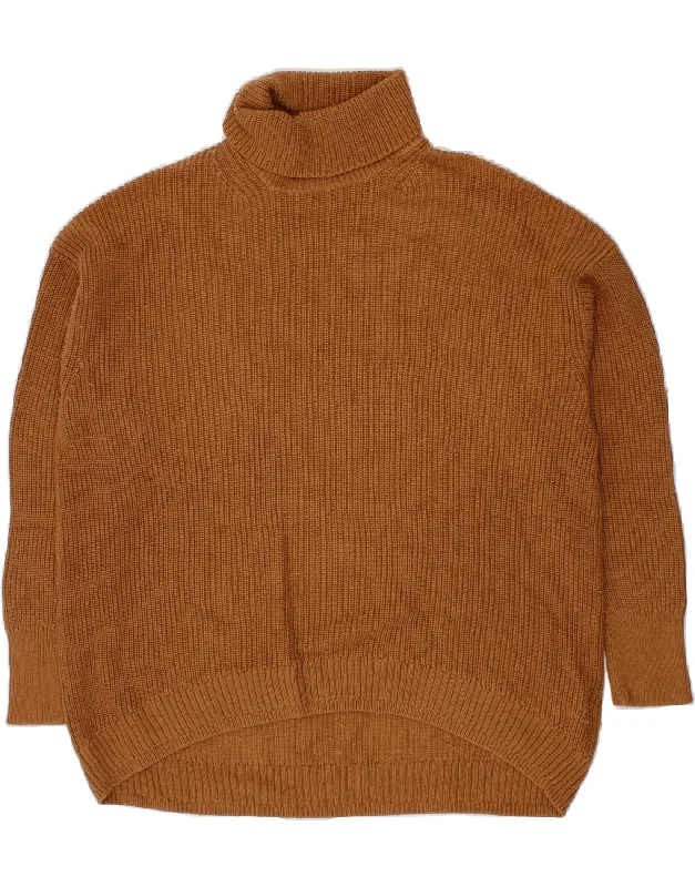 J. CREW Womens Roll Neck Jumper Sweater UK 14 Medium Brown Cotton Open Front Closed Front Wrap Front J. CREW Womens Roll Neck Jumper Sweater UK 14 Medium Brown Cotton Open Front Closed Front Wrap Front