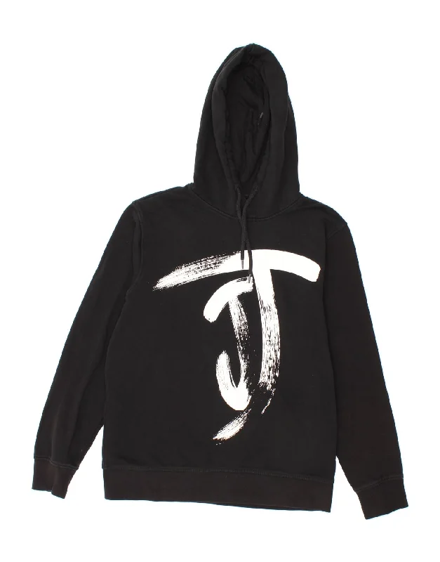 JACK & JONES Mens Graphic Hoodie Jumper Large Black Cotton Hoodie with Zipper Placket Modern Functional JACK & JONES Mens Graphic Hoodie Jumper Large Black Cotton Hoodie with Zipper Placket Modern Functional