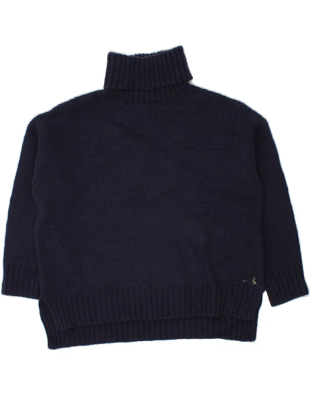 JOULES Womens 3/4 Sleeve Roll Neck Jumper Sweater UK 12 Medium Navy Blue Faux Fur Fabric Real Fur Fabric Shearling Fabric JOULES Womens 3/4 Sleeve Roll Neck Jumper Sweater UK 12 Medium Navy Blue Faux Fur Fabric Real Fur Fabric Shearling Fabric