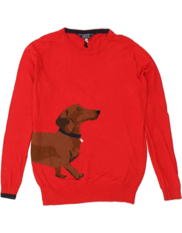 JOULES Womens Graphic Boat Neck Jumper Sweater UK 12 Medium Red Cotton Satin Blend Silk Blend Wool Blend JOULES Womens Graphic Boat Neck Jumper Sweater UK 12 Medium Red Cotton Satin Blend Silk Blend Wool Blend