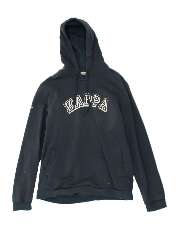 KAPPA Mens Graphic Hoodie Jumper XL Blue Cotton Hoodie with Hem Ribbing Snug Secure