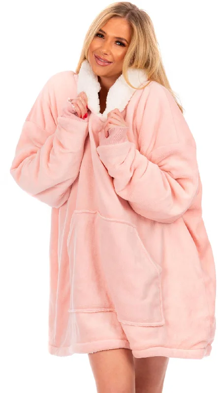 Ladies Oversized Sherpa Lined Hoodie Blanket, Pink Hoodie with Print Artistic Unique Ladies Oversized Sherpa Lined Hoodie Blanket, Pink Hoodie with Print Artistic Unique