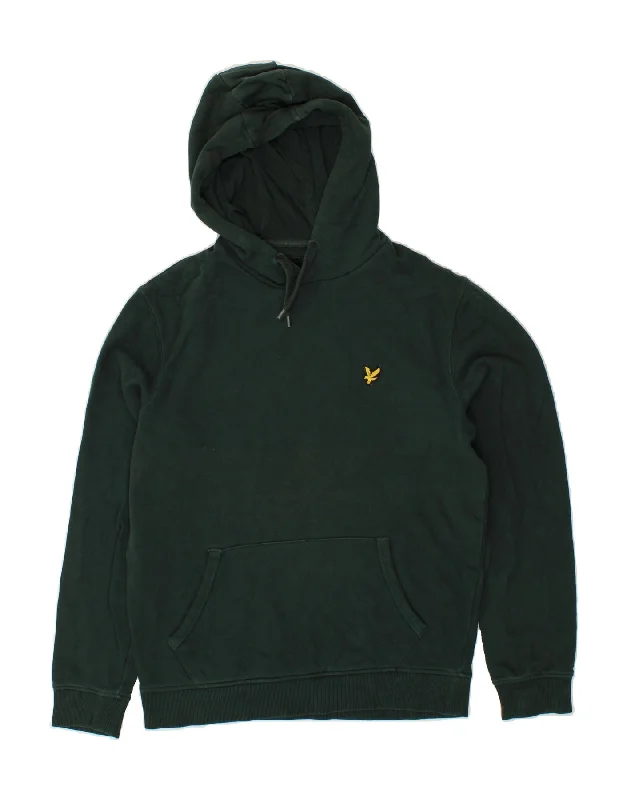 LYLE & SCOTT Mens Hoodie Jumper Medium Green Cotton Hoodie with Side Slits Relaxed Casual LYLE & SCOTT Mens Hoodie Jumper Medium Green Cotton Hoodie with Side Slits Relaxed Casual