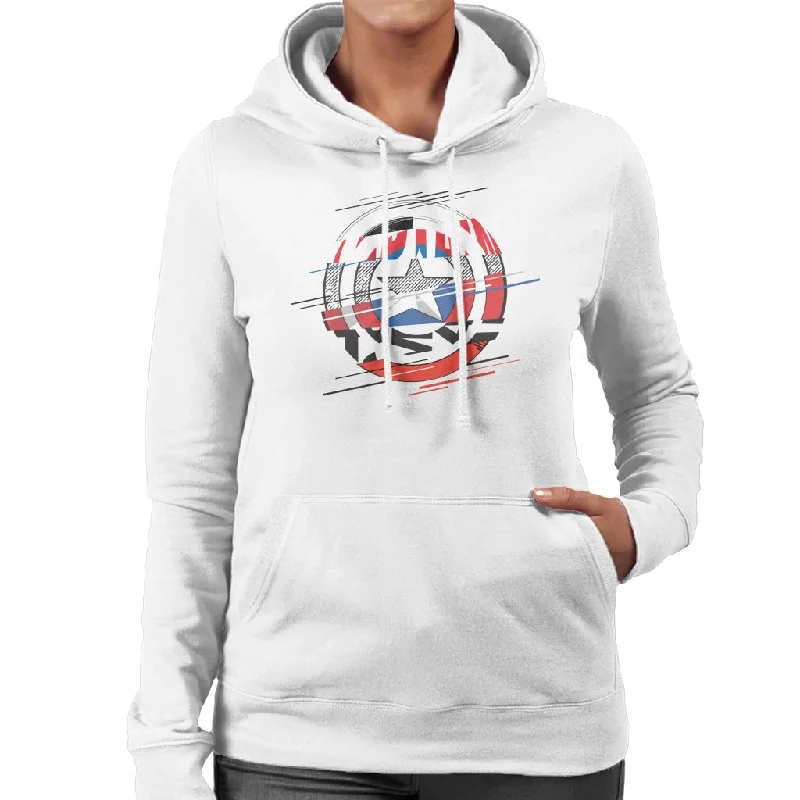 Marvel Captain America Slashed Shield Women's Hooded Sweatshirt Hoodie with Hood Adjustable Protection Marvel Captain America Slashed Shield Women's Hooded Sweatshirt Hoodie with Hood Adjustable Protection