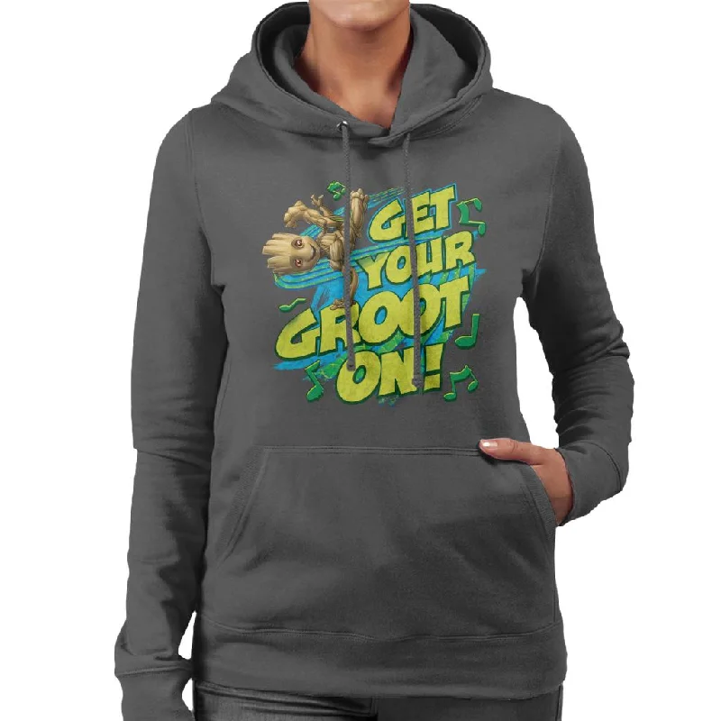 Marvel GOTG Guardians Get Your Groot On Women's Hooded Sweatshirt Hoodie with High Neck Warm Protective Marvel GOTG Guardians Get Your Groot On Women's Hooded Sweatshirt Hoodie with High Neck Warm Protective