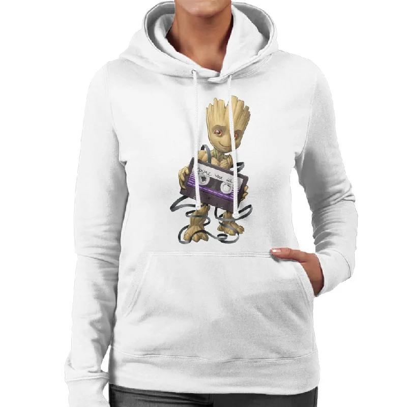 Marvel Guardians Of The Galaxy Groot Wrapped In Cassette Tape Women's Hooded Sweatshirt Hoodie with Hidden Zipper Minimalist Clean Marvel Guardians Of The Galaxy Groot Wrapped In Cassette Tape Women's Hooded Sweatshirt Hoodie with Hidden Zipper Minimalist Clean