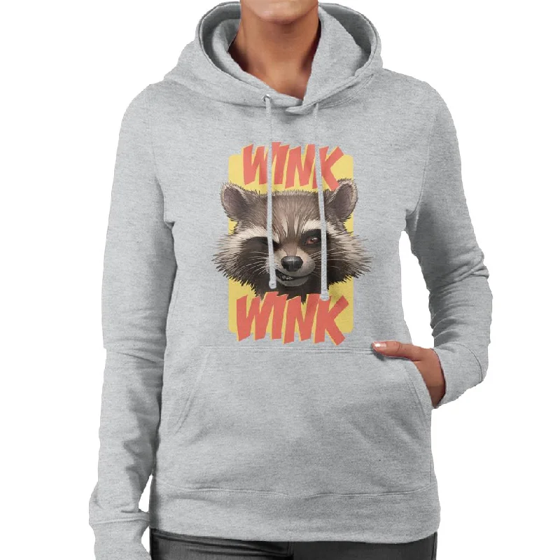 Marvel Guardians Of The Galaxy Rocket Wink Wink Women's Hooded Sweatshirt Hoodie with Exposed Zipper Edgy Industrial Marvel Guardians Of The Galaxy Rocket Wink Wink Women's Hooded Sweatshirt Hoodie with Exposed Zipper Edgy Industrial