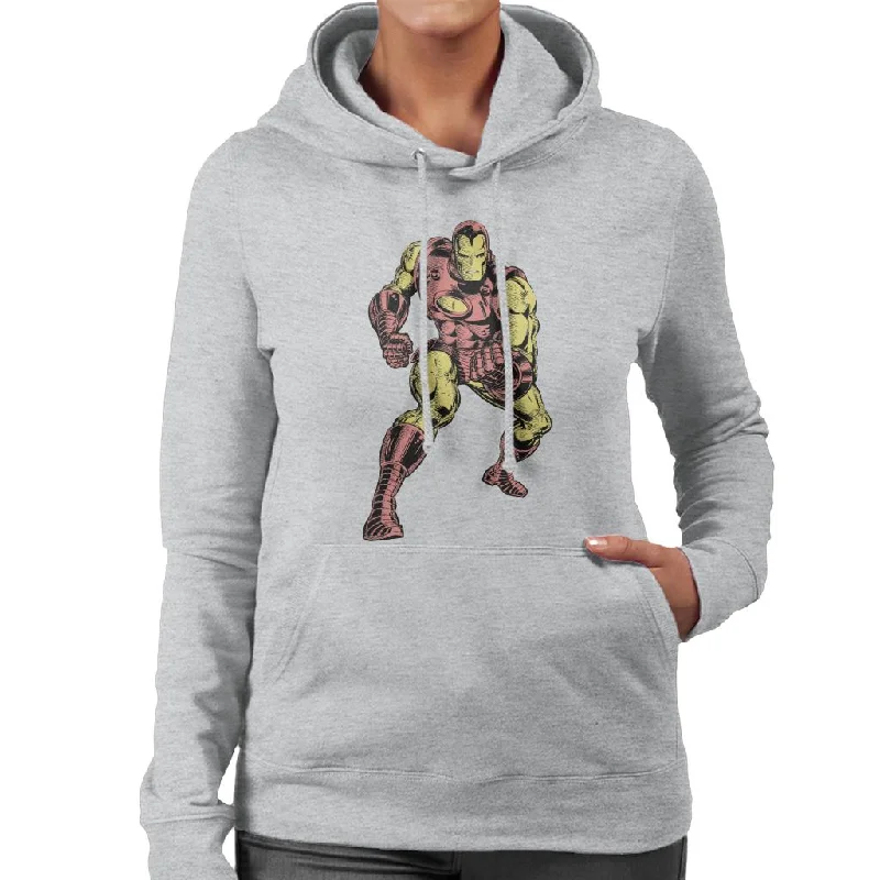 Marvel Iron Man Clenched Fists Pose Women's Hooded Sweatshirt Hoodie with Rolled Sleeves Casual Relaxed Marvel Iron Man Clenched Fists Pose Women's Hooded Sweatshirt Hoodie with Rolled Sleeves Casual Relaxed