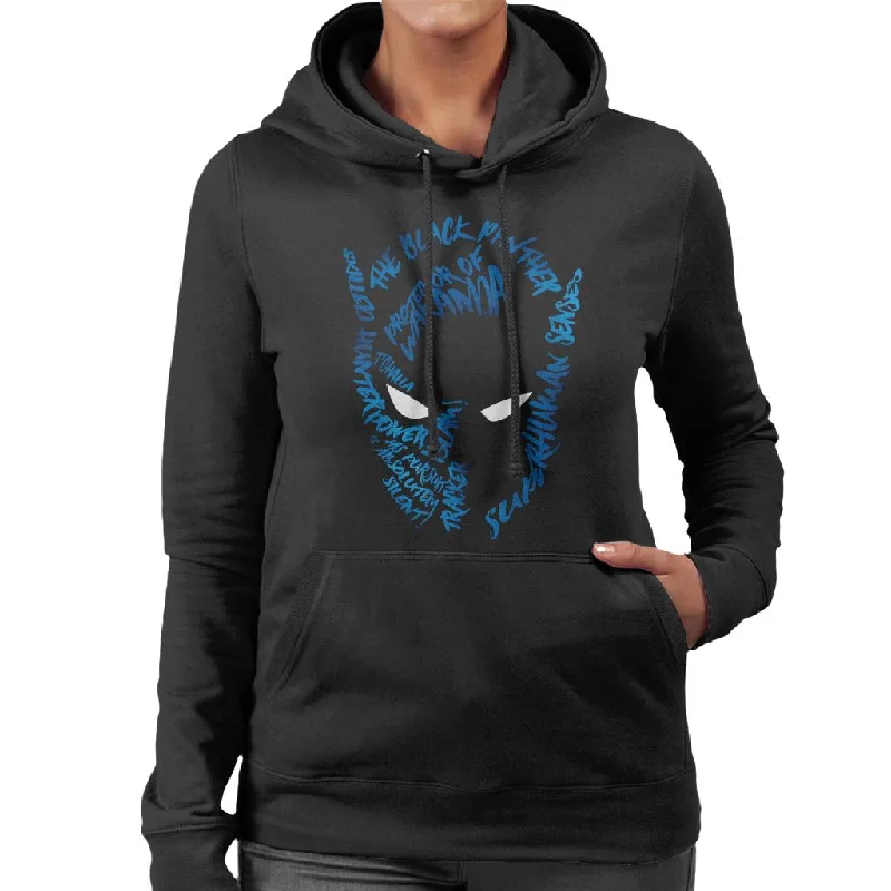Marvel Mask Text Outline Black Panther Women's Hooded Sweatshirt Hoodie with Tie-Dye Psychedelic Retro