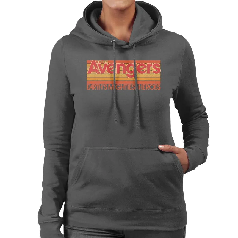 Marvel Retro Distressed The Avengers Mightiest Heroes Women's Hooded Sweatshirt Hoodie with Frayed Bohemian Relaxed Marvel Retro Distressed The Avengers Mightiest Heroes Women's Hooded Sweatshirt Hoodie with Frayed Bohemian Relaxed