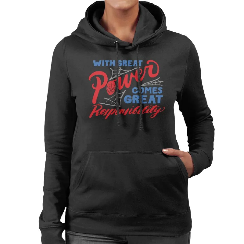 Marvel Spider Man Great Power And Responsibility Women's Hooded Sweatshirt Hoodie with Illustration Artistic Creative Marvel Spider Man Great Power And Responsibility Women's Hooded Sweatshirt Hoodie with Illustration Artistic Creative