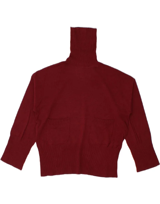 MASSIMO DUTTI Womens Roll Neck Jumper Sweater UK 10 Small Burgundy Viscose Neon Metallic Matte MASSIMO DUTTI Womens Roll Neck Jumper Sweater UK 10 Small Burgundy Viscose Neon Metallic Matte
