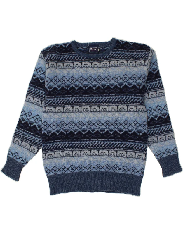 MCNEAL Womens Boat Neck Jumper Sweater IT 50 XL Navy Blue Fair Isle Knit Fabric Woven Fabric Fleece Fabric MCNEAL Womens Boat Neck Jumper Sweater IT 50 XL Navy Blue Fair Isle Knit Fabric Woven Fabric Fleece Fabric