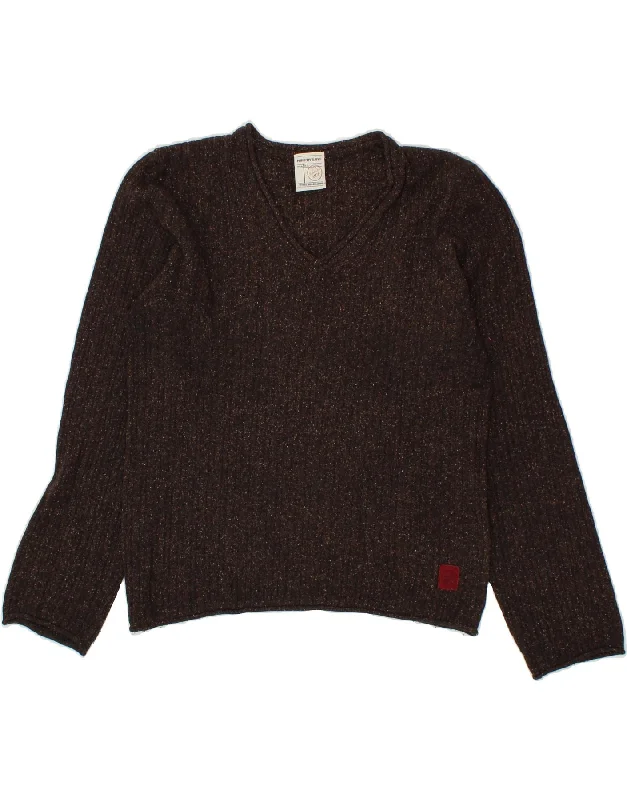 MURPHY & NYE Womens V-Neck Jumper Sweater UK 14 Medium Brown Flecked Silk Terry Terry Cloth Terry Knit MURPHY & NYE Womens V-Neck Jumper Sweater UK 14 Medium Brown Flecked Silk Terry Terry Cloth Terry Knit