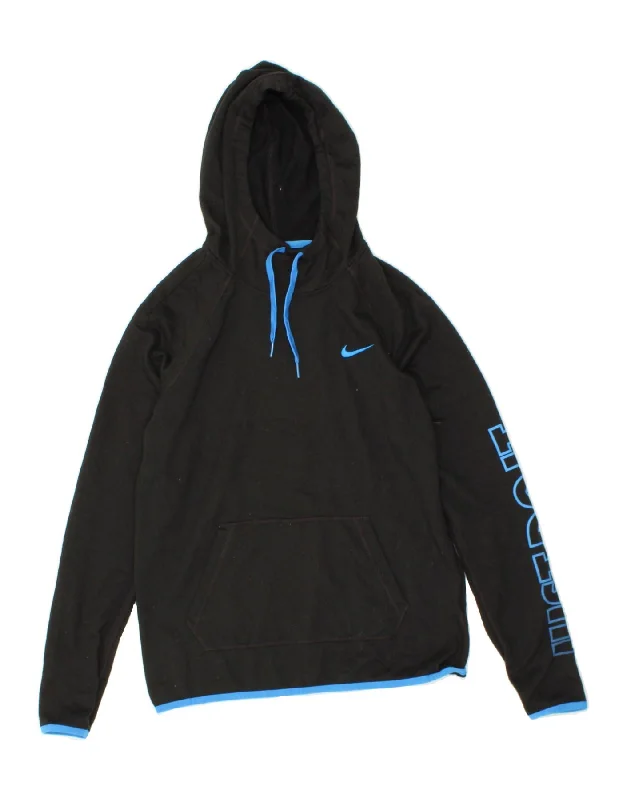NIKE Mens Graphic Hoodie Jumper Small Black Polyester Hoodie with Back Slit Movement Comfort NIKE Mens Graphic Hoodie Jumper Small Black Polyester Hoodie with Back Slit Movement Comfort