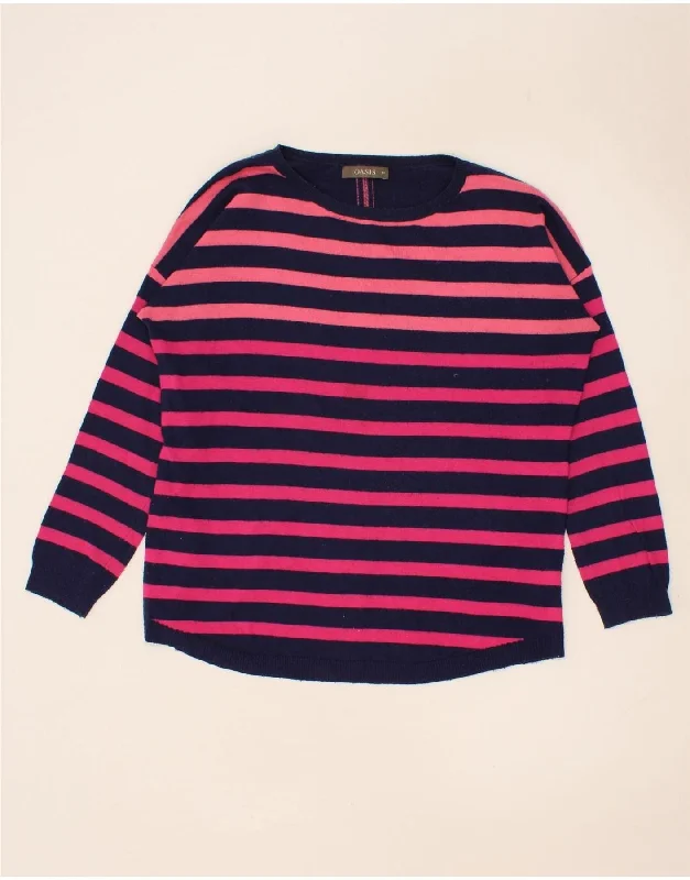 OASIS Womens Boat Neck Jumper Sweater UK 14 Medium Navy Blue Striped Velvet Chenille Corduroy OASIS Womens Boat Neck Jumper Sweater UK 14 Medium Navy Blue Striped Velvet Chenille Corduroy