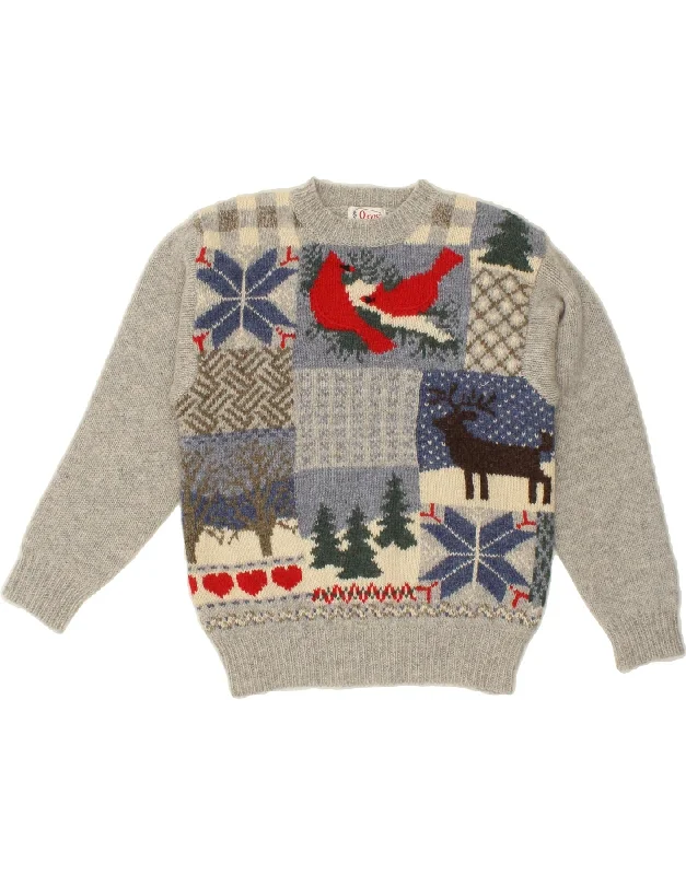 ORVIS Womens Crew Neck Jumper Sweater UK 14 Medium Grey Fair Isle Oversized Loose Flowy ORVIS Womens Crew Neck Jumper Sweater UK 14 Medium Grey Fair Isle Oversized Loose Flowy