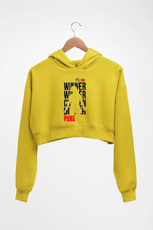 PUBG Winner Winner Chicken Dinner Crop HOODIE FOR WOMEN Hoodie with Typography Text Message PUBG Winner Winner Chicken Dinner Crop HOODIE FOR WOMEN Hoodie with Typography Text Message