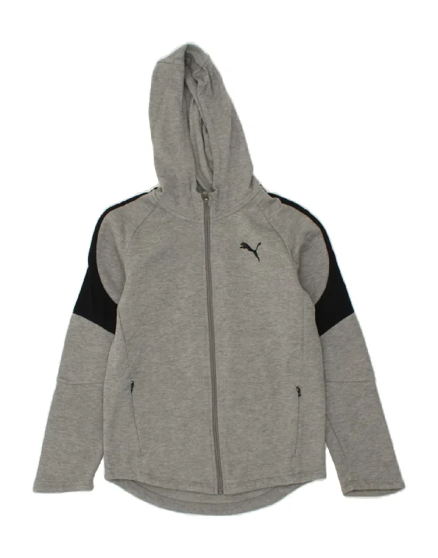 PUMA Boys Graphic Zip Hoodie Sweater 13-14 Years Black Colourblock Cotton Hoodie with Hem Embroidery Detailed Premium PUMA Boys Graphic Zip Hoodie Sweater 13-14 Years Black Colourblock Cotton Hoodie with Hem Embroidery Detailed Premium