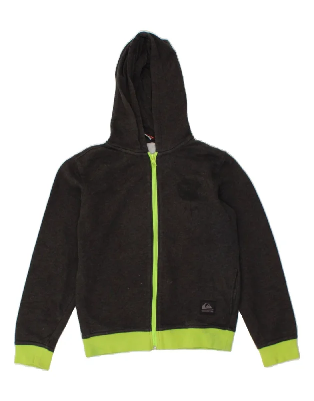 QUIKSILVER Boys Zip Hoodie Sweater 11-12 Years Grey Cotton Hoodie with Hem Fringe Bohemian Relaxed QUIKSILVER Boys Zip Hoodie Sweater 11-12 Years Grey Cotton Hoodie with Hem Fringe Bohemian Relaxed