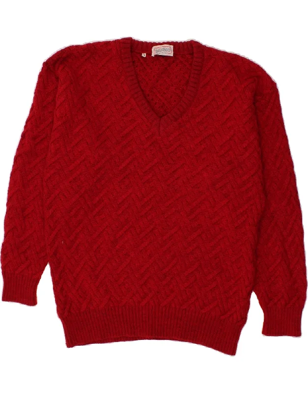 RODRIGO Womens V-Neck Jumper Sweater IT 54 2XL Red Acrylic Long Sweater Short Sweater Cropped Sweater RODRIGO Womens V-Neck Jumper Sweater IT 54 2XL Red Acrylic Long Sweater Short Sweater Cropped Sweater