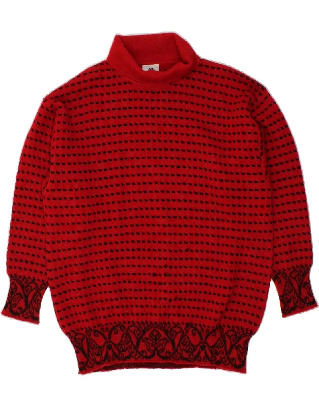 SEVRES Womens Roll Neck Jumper Sweater IT 42 Medium Red Paisley Mohair Glossy Satin Silk SEVRES Womens Roll Neck Jumper Sweater IT 42 Medium Red Paisley Mohair Glossy Satin Silk