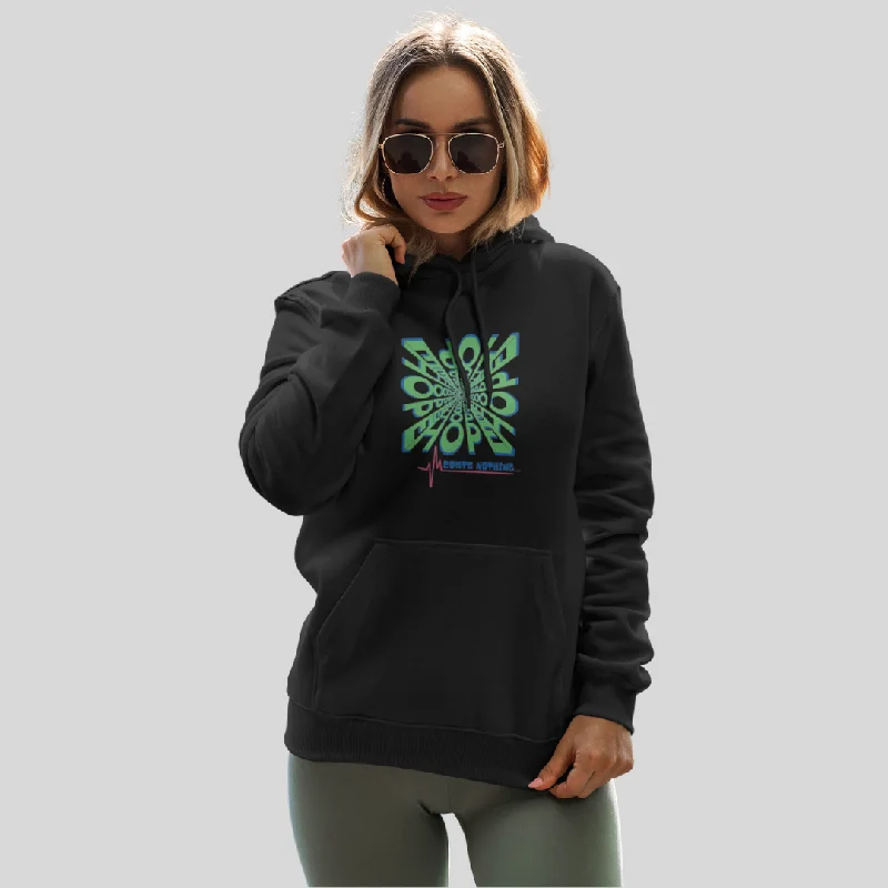 Spread Positive Vibes with Women's "Hope Cost's Nothing" Printed Black Hoodie! Hoodie with Hem Frayed Vintage Worn Spread Positive Vibes with Women's "Hope Cost's Nothing" Printed Black Hoodie! Hoodie with Hem Frayed Vintage Worn