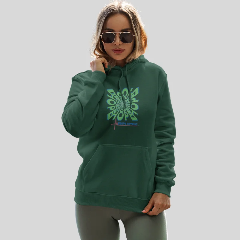 Spread Positive Vibes with Women's "Hope Cost's Nothing" Printed Green Hoodie! Hoodie with High Neck Warm Protective Spread Positive Vibes with Women's "Hope Cost's Nothing" Printed Green Hoodie! Hoodie with High Neck Warm Protective