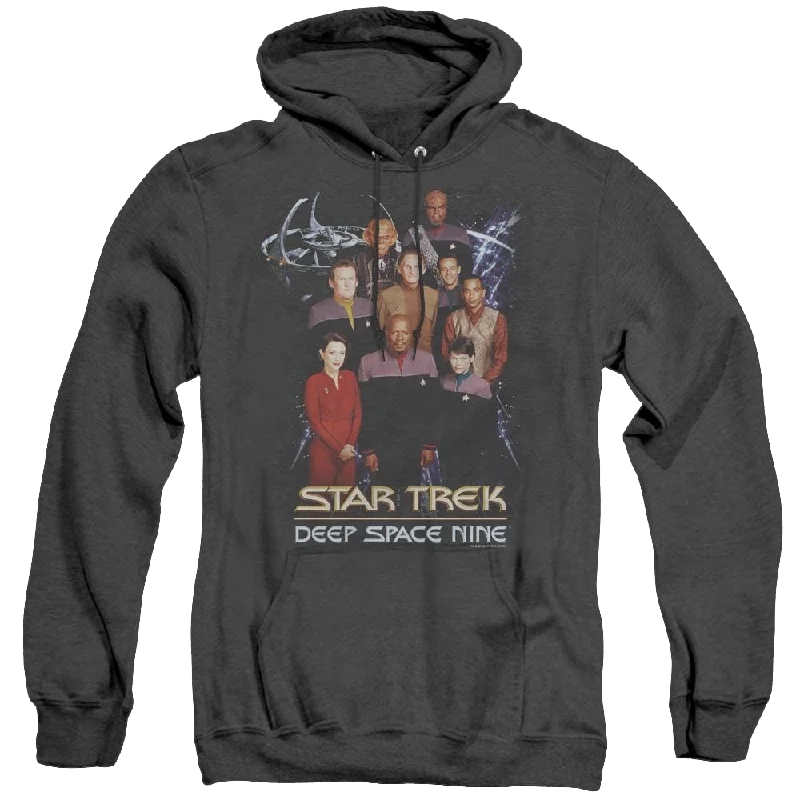 Star Trek Deep Space Nine Ds9 Crew - Heather Pullover Hoodie Elbow Length Sleeve