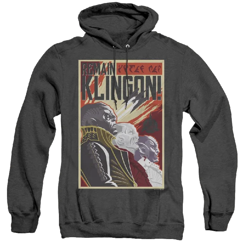 Star Trek Discovery Remain Klingson Poster - Heather Pullover Hoodie Blouson Sleeve Pullover Star Trek Discovery Remain Klingson Poster - Heather Pullover Hoodie Blouson Sleeve Pullover
