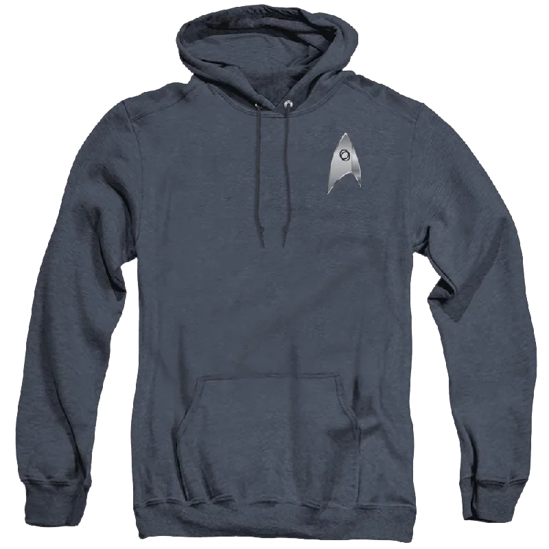 Star Trek Discovery Sciences Badge - Heather Pullover Hoodie Ribbed Crew Neck