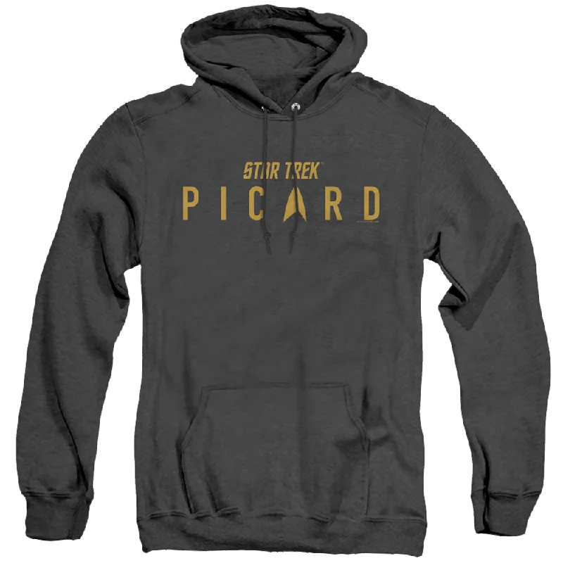 Star Trek Picard Picard Logo - Heather Pullover Hoodie Polo Neck Sweater