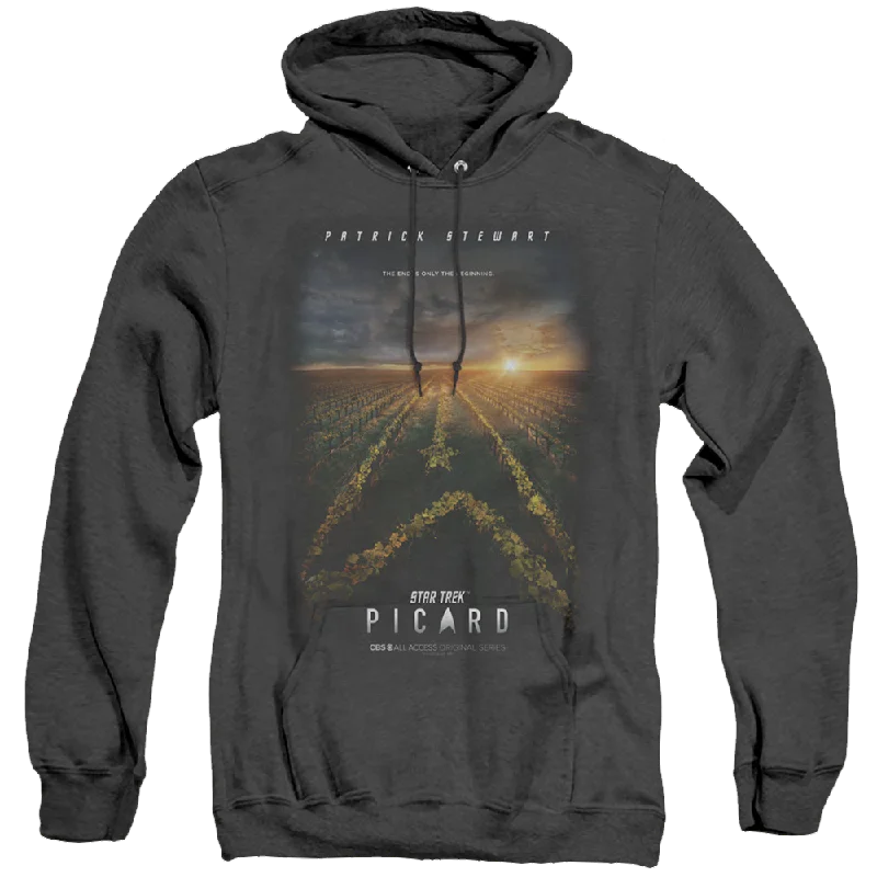 Star Trek Picard Picard Poster - Heather Pullover Hoodie Plunging Neck Pullover