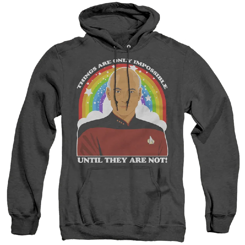 Star Trek The Next Generation Impossible - Heather Pullover Hoodie Open Neck Pullover Star Trek The Next Generation Impossible - Heather Pullover Hoodie Open Neck Pullover