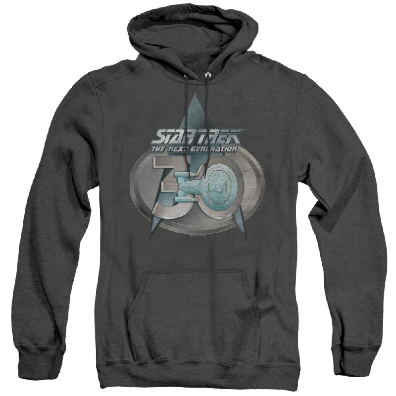 Star Trek The Next Generation Tng 30 Logo - Heather Pullover Hoodie Saggy Sleeve Comfort Star Trek The Next Generation Tng 30 Logo - Heather Pullover Hoodie Saggy Sleeve Comfort