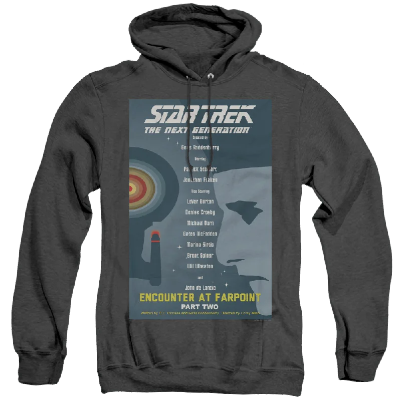 Star Trek The Next Generation Tng Season 1 Episode 2 - Heather Pullover Hoodie Elbow Length Sleeve Star Trek The Next Generation Tng Season 1 Episode 2 - Heather Pullover Hoodie Elbow Length Sleeve
