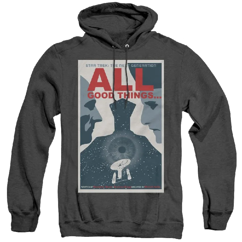 Star Trek The Next Generation Tng Season 7 Episode 25 - Heather Pullover Hoodie Spaghetti Sleeve Top Star Trek The Next Generation Tng Season 7 Episode 25 - Heather Pullover Hoodie Spaghetti Sleeve Top
