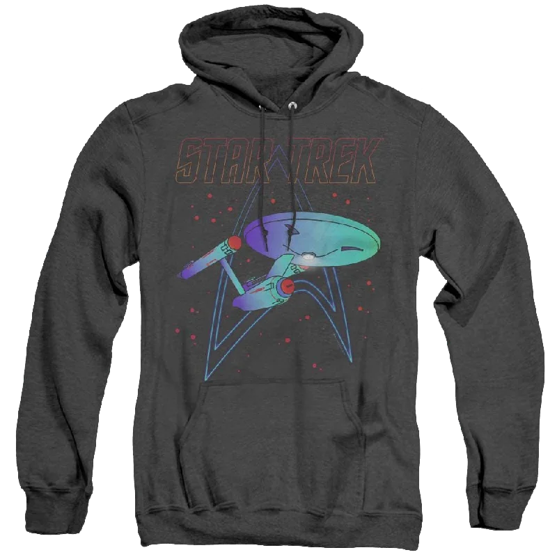 Star Trek The Original Series Neon Trek - Heather Pullover Hoodie Ruffled Neck Pullover Star Trek The Original Series Neon Trek - Heather Pullover Hoodie Ruffled Neck Pullover