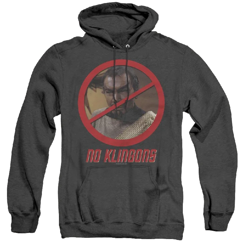 Star Trek The Original Series No Klingons - Heather Pullover Hoodie Deep Neck Pullover Star Trek The Original Series No Klingons - Heather Pullover Hoodie Deep Neck Pullover