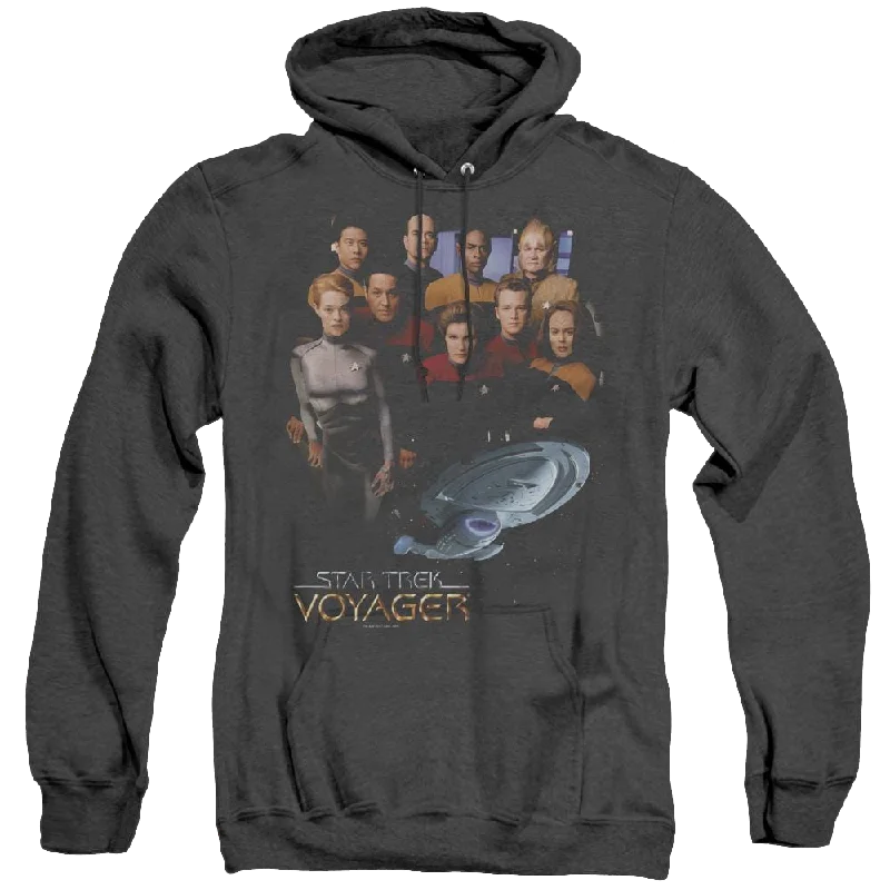 Star Trek Voyager Voyager Crew - Heather Pullover Hoodie Cap Sleeve Casual