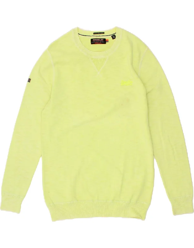 SUPERDRY Womens Crew Neck Jumper Sweater UK 14 Large Yellow Cotton Elegant Classic Vintage SUPERDRY Womens Crew Neck Jumper Sweater UK 14 Large Yellow Cotton Elegant Classic Vintage