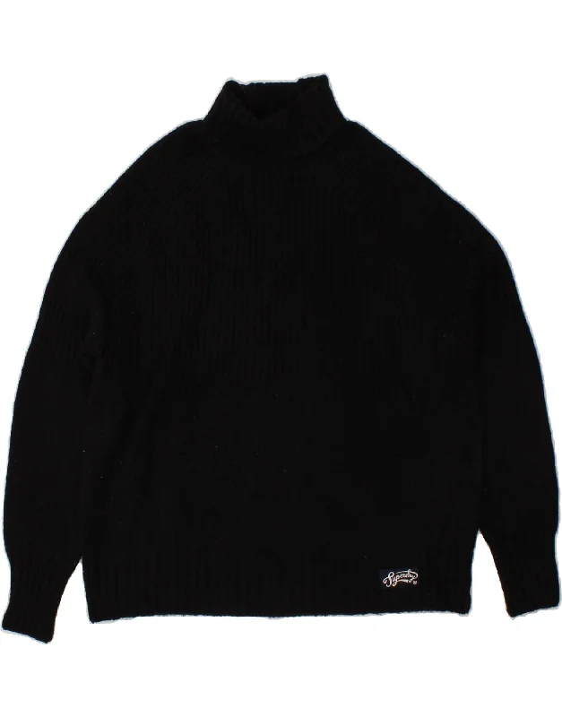 SUPERDRY Womens Oversized Roll Neck Jumper Sweater UK 12 Medium Black Wool Fabric Cashmere Fabric Tweed Fabric SUPERDRY Womens Oversized Roll Neck Jumper Sweater UK 12 Medium Black Wool Fabric Cashmere Fabric Tweed Fabric
